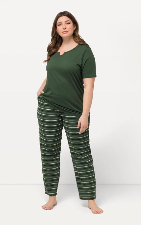 Produktbild Ulla Popken Pyjama, Ringel, Tunika-Ausschnitt, Halbarm (42, 44)