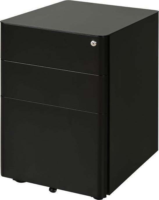 Swisshandel24 Caisson roulant, appareil mobile avec 3 tiroirs, armoire de bureau, rangement, acier, noir, 39 (39 x 48 x 59 cm)