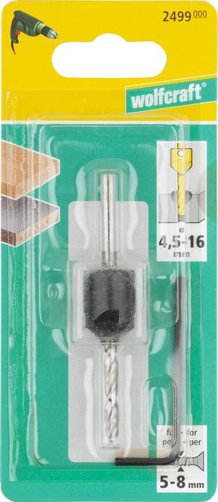 Produktbild wolfcraft Vorbohrer mit Senker, Ø 5–8 mm (16 mm, 4.5 mm)