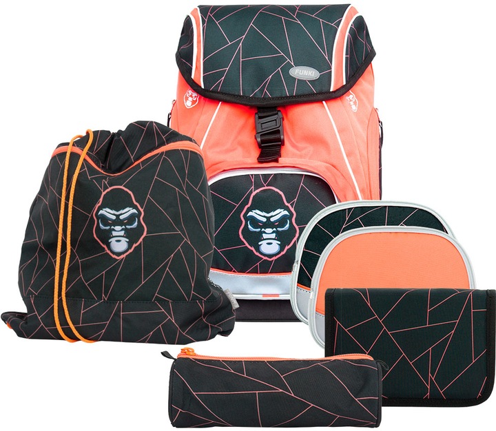 Produktbild Funki Schulthek-Set Flexy-Bag Neon Editon Gorilla 6-teilig (28 l)