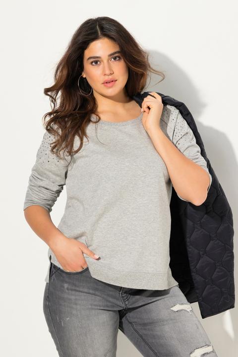 Image du produit Ulla Popken Sweat-shirt oversize, col rond et manches longues. Rivets fantaisie. (58)