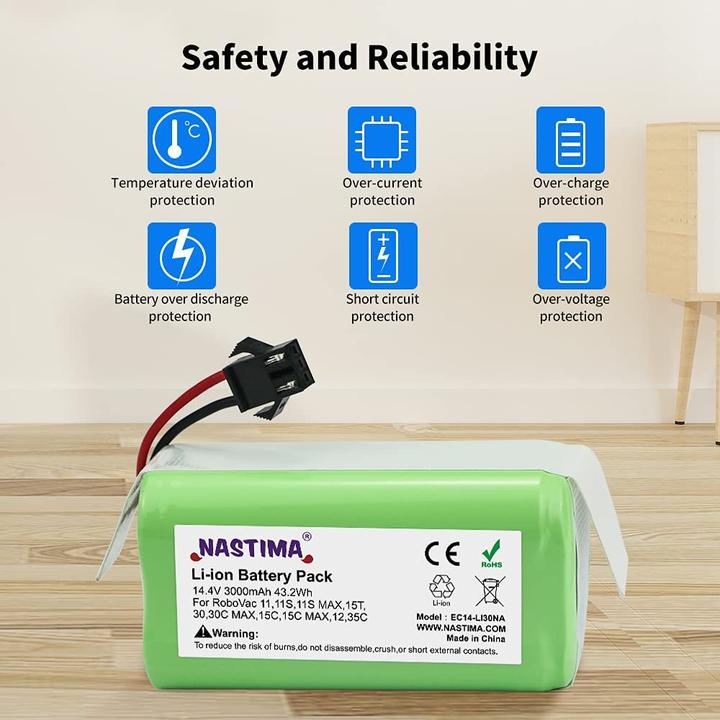 Produktbild Nastima 14.4V 3000mAh Lithium-Ionen-Ersatzakku Kompatibel mit Eufy RoboVac 11