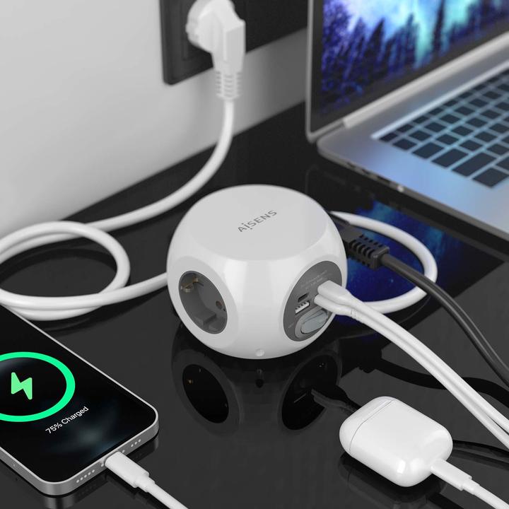 Immagine prodotto Aisens REGLETA ENCHUFES 3 TOMAS 2XUSB-C, 2XUSB-A 1.4M BLANCO (1.40 m, CEE 7/3)