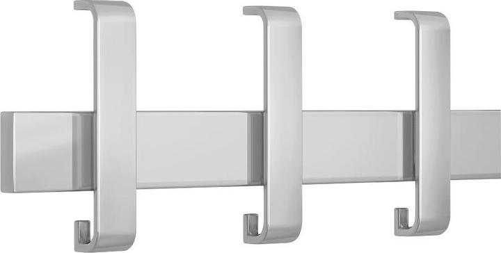 Kerkmann Arosa safety wall coat rack, 3 hooks, aluminium silver powder-coated tubular steel, with lowered