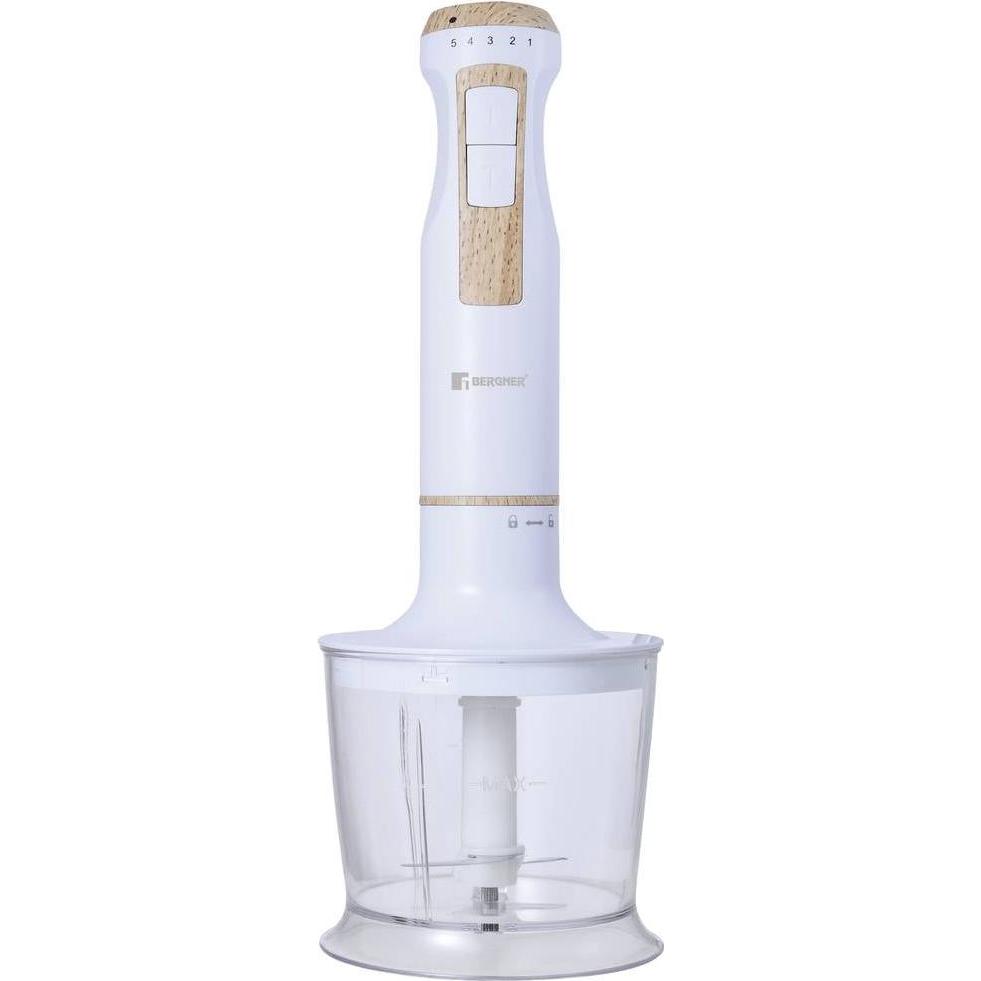 Thumbnail - Bergner Stabmixer 800W mit Messbecher, mit Zerkleinereraufsatz Weiss, Holz, Stabmixer, Weiss