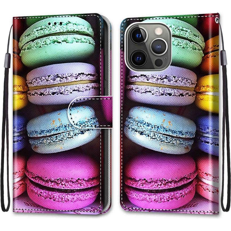 Cover-Discount iPhone 13 Pro - Lederetui Hülle Macarons (Apple iPhone 13 Pro), Smartphone Hülle, Mehrfarbig