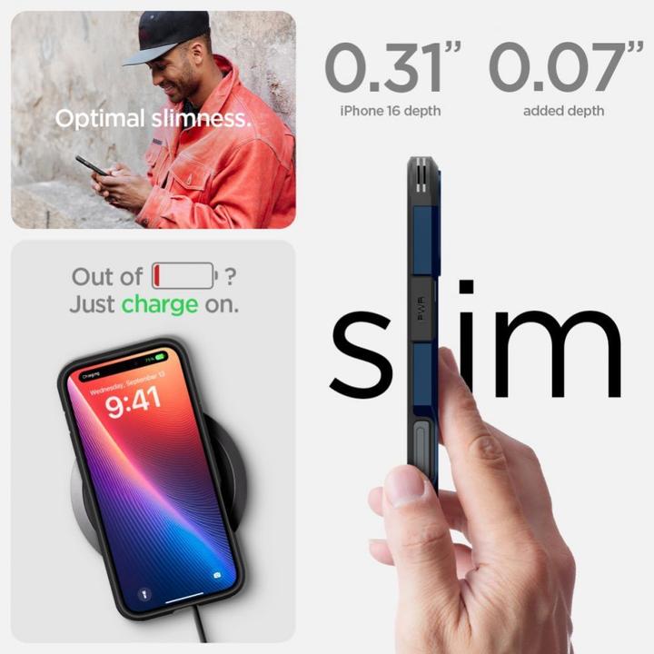 Actual product image Spigen Tough Armor MAG iPhone 16 MagSafe navy blue ACS08217 (Apple iPhone 16)