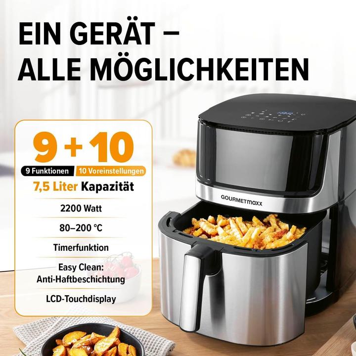 Actual product image Gourmetmaxx Digital Air Fryer with Touch Display and Timer
