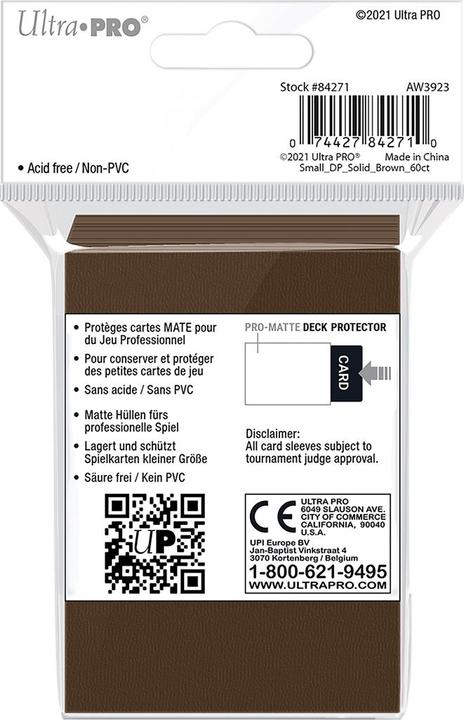 Produktbild Ultra Pro Brown PRO-Matte Deck Protector Small (60)