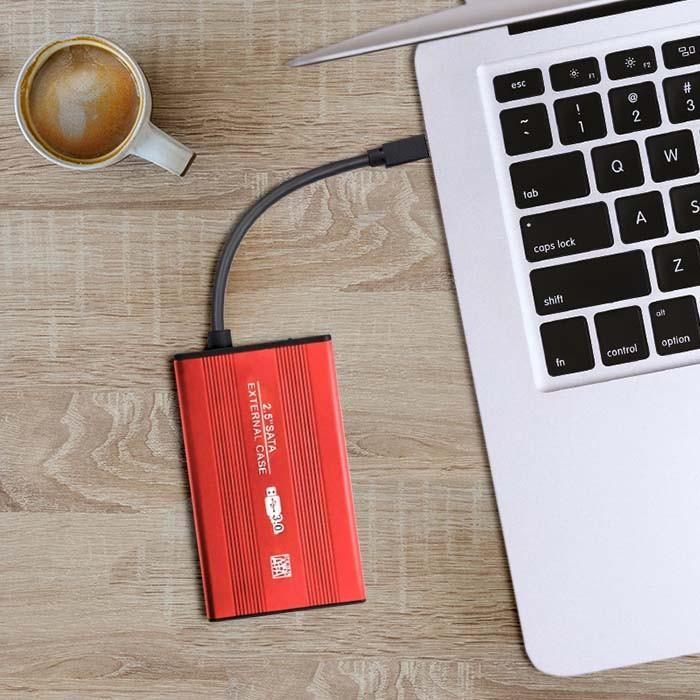 Actual product image Qoltec External Hard Drive Case HDD/SSD 2.5" SATA3 USB 3.0 Raudona (2.5")