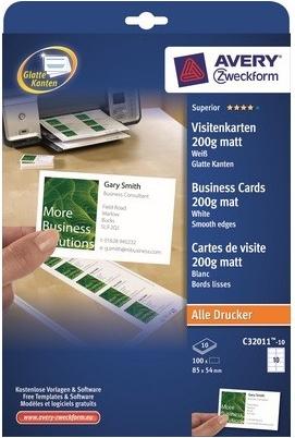 Actual product image Avery Superior Business Cards (200 g/m², 10 x, A4)