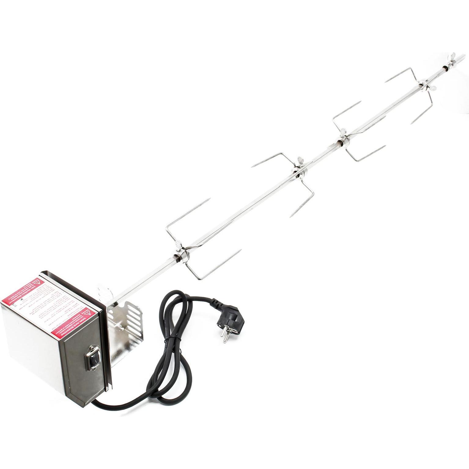 Wiltec, Grillbesteck, BBQ Grillspiess Edelstahl 112cm 230V Drehspiess Rôtisserie Fleischnadel Schaschlik