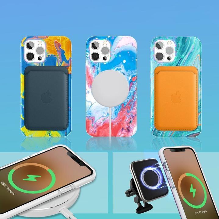Image du produit Kingxbar Watercolor Series étui couleur pour iPhone 12 Pro Max jaune-bleu (Apple iPhone 12 Pro Max)