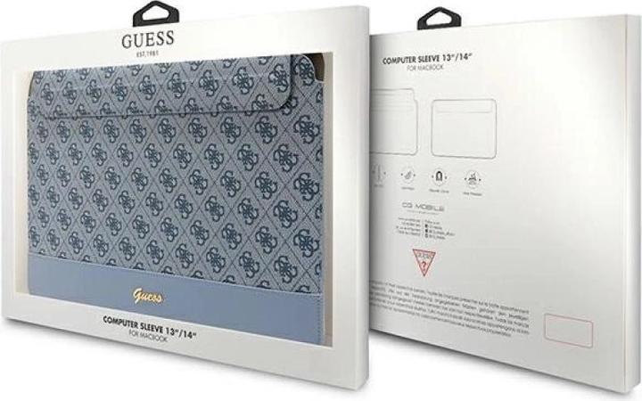 Actual product image Guess bag for laptop 14" GUCS14PS4SGW blue Comp Sleeve U 4G Stripe Metal Logo (14")