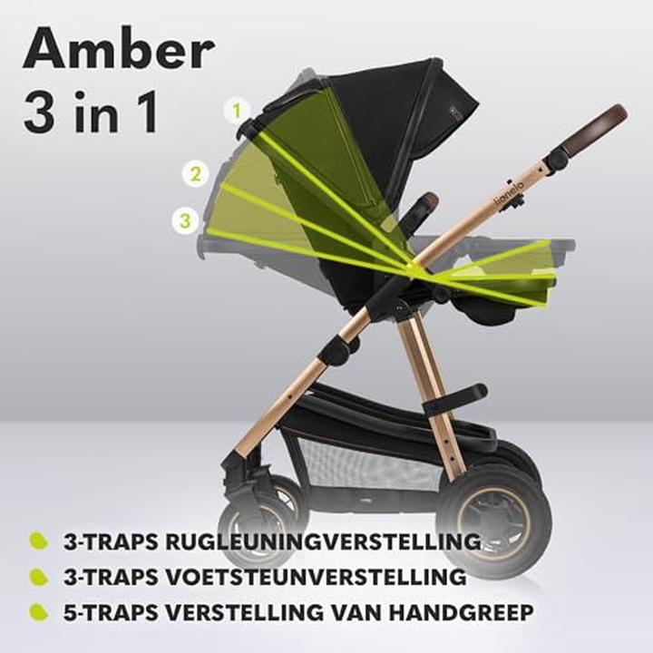 Produktbild Lionelo Amber 3in1 - Kinderwagen - XXL SET - incl. autostoel - 0-22kg