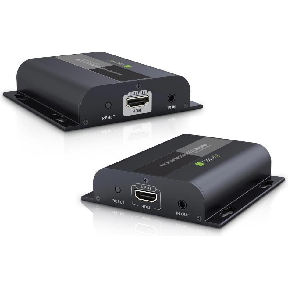 EFB Elektronik TECHLY HDBitT HDMI Extender Set Sender und Empfaenger ueber IP ueber Netzwerkabel Cat5/5e/6 bis 8..., Swi...