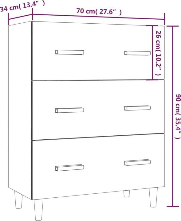 Valeurs nutritives et ingrédients VidaXL Arya (70 x 34 x 90 cm)