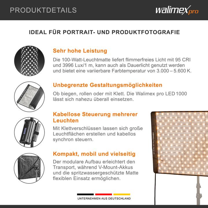 Produktbild Walimex pro Flex LED Bi Color Leuchtmatte Set inkl. Softbox 100W Flächenleuchte (Flächenleuchte)