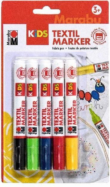 Produktbild Marabu Textilstift KiDS (Lavendel, Gelb, Grün, Blau, Schwarz, Rot, 3 mm, 5 x)
