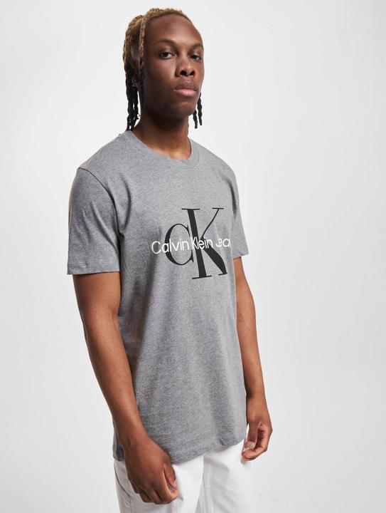 Produktbild Calvin Klein Jeans Jeans Herren T-Shirt Kurzarm Core Monologo Slim Fit, Grau (Mid Grey Heather), L (L)