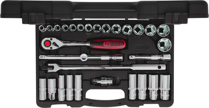 Actual product image KS Tools 1/2" CHROMEplus socket set, 30 pieces, hexagon, inch size, flank traction (1/2")