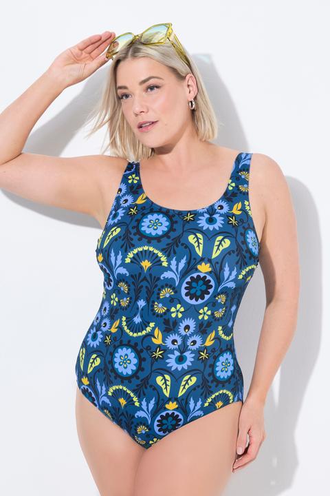 Image du produit Ulla Popken Maillot de bain sans bonnets souples, motif à fleurs et décolleté rond (54)