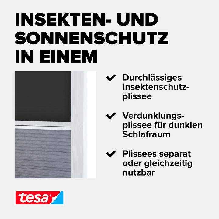 Produktbild tesa Insektenschutz 2-in-1-Plissee - Rollo und Fliegengitter für Dachfenster ohne Bohren (116 x 164 cm)