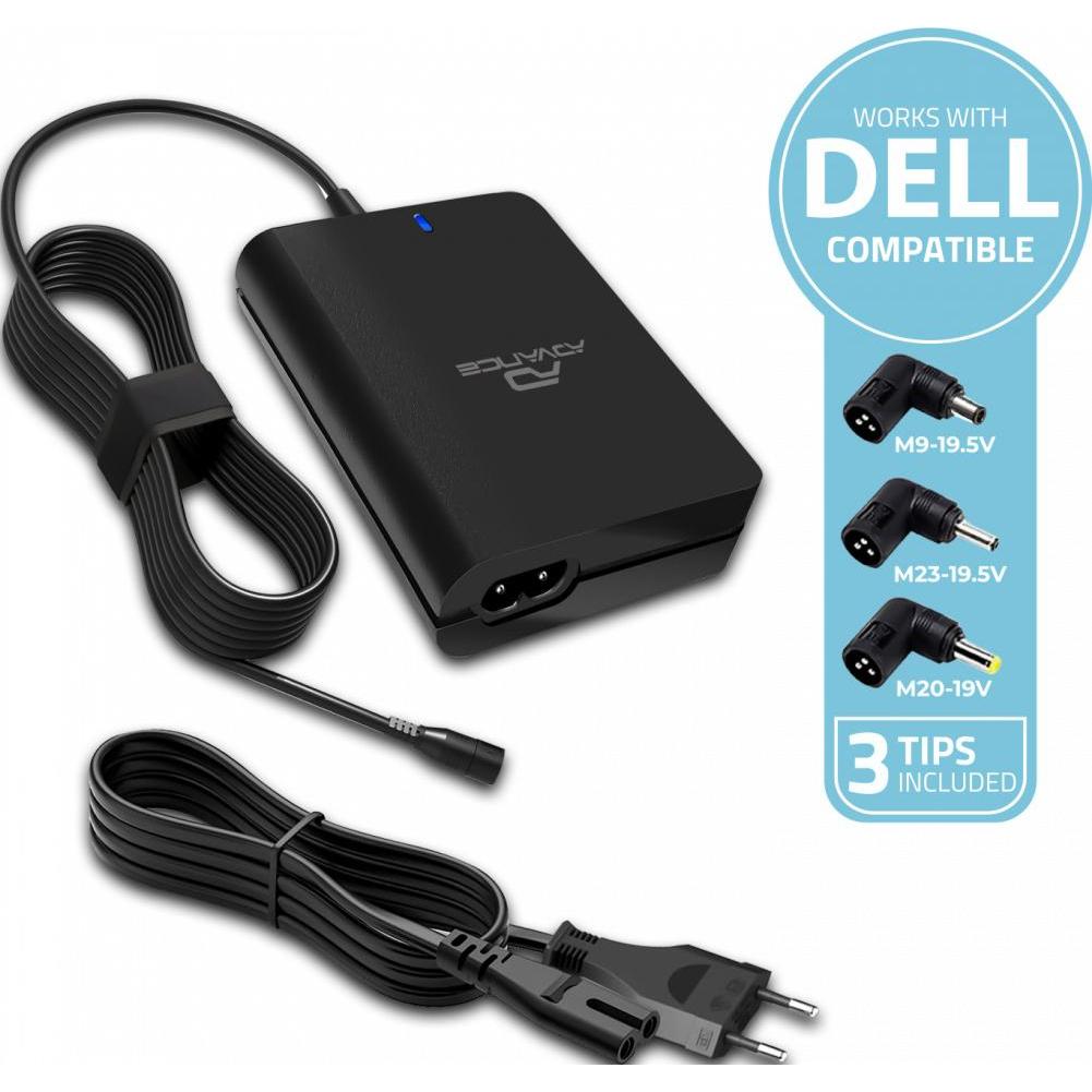 Advance Chargeur Universel Powerup Compatible Dell 90w - 3 Embouts (90 W), Alimentatore per notebook, Nero