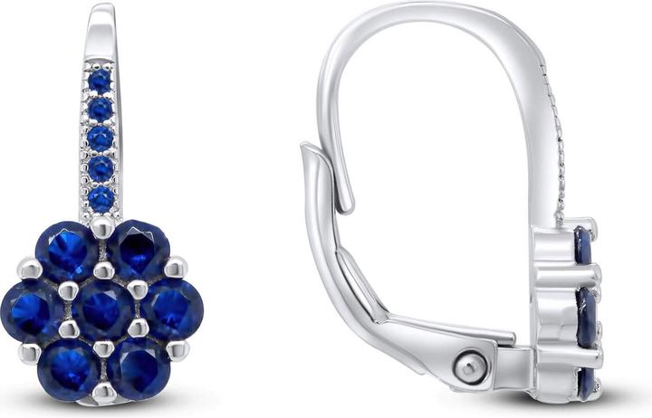 Actual product image Brilio Silver - Silver flower earrings with darkue zircons EA73