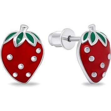 Brilio, Ohrringe, Silver - Beautiful silver earrings Strawberries EA708W