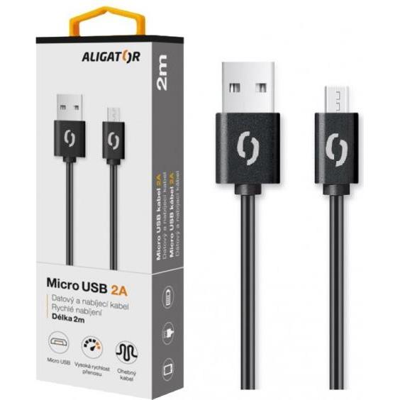 Thumbnail - Aligator DAKA007 USB cable USB 2.0 Mini-USB A USB A Black (2 m, USB 2.0), USB Kabel