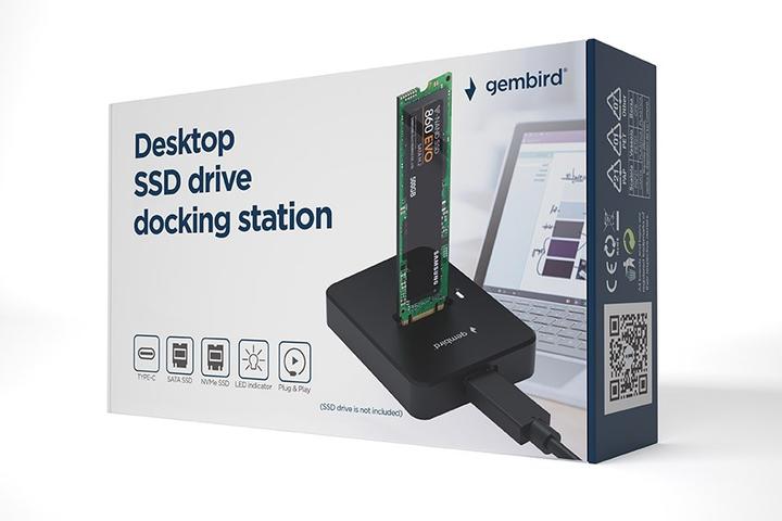 Produktbild Gembird Desktop USB Type-C M.2 SATA & NVME SSD drive docking station (M.2)