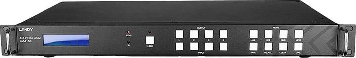 Actual product image Lindy 4x4 HDMI 4K60 Matrix with Video Wall Scaling Uninterrupted switching between 4 Displays & 4