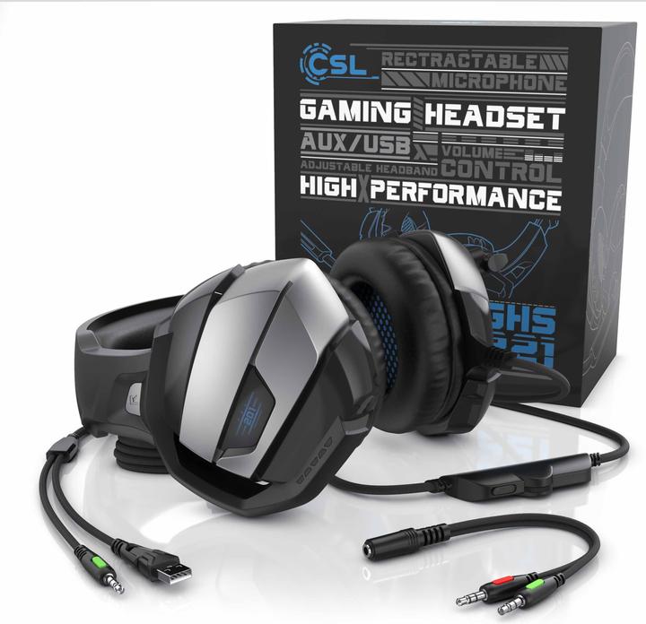 Produktbild CSL Gaming Headset "GHS-221" mit Mikrofon & AUX, Gamingheadset geeignet für PC/ PS4/ PS4 Pro (Kabelgebunden)