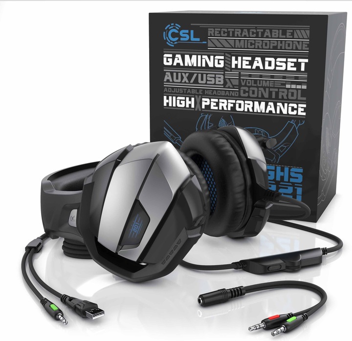 Immagine prodotto CSL Cuffie da gioco "GHS-221" con microfono e AUX, cuffie da gioco adatte a PC/ PS4/ PS4 Pro (Cablato)