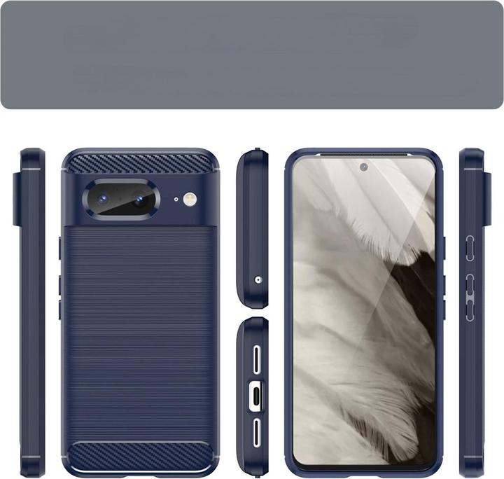 Produktbild Cover-Discount Google Pixel 8 - Metall Carbon Look Hülle blau (Google Pixel 8)