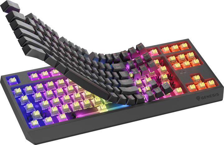 Actual product image Genesis herní klávesnice THOR 230/TKL/RGB/Outemu Silent Lemon/Bezdrátová USB + Bluetooth/US layout/Č (US, Cable, Wireless)