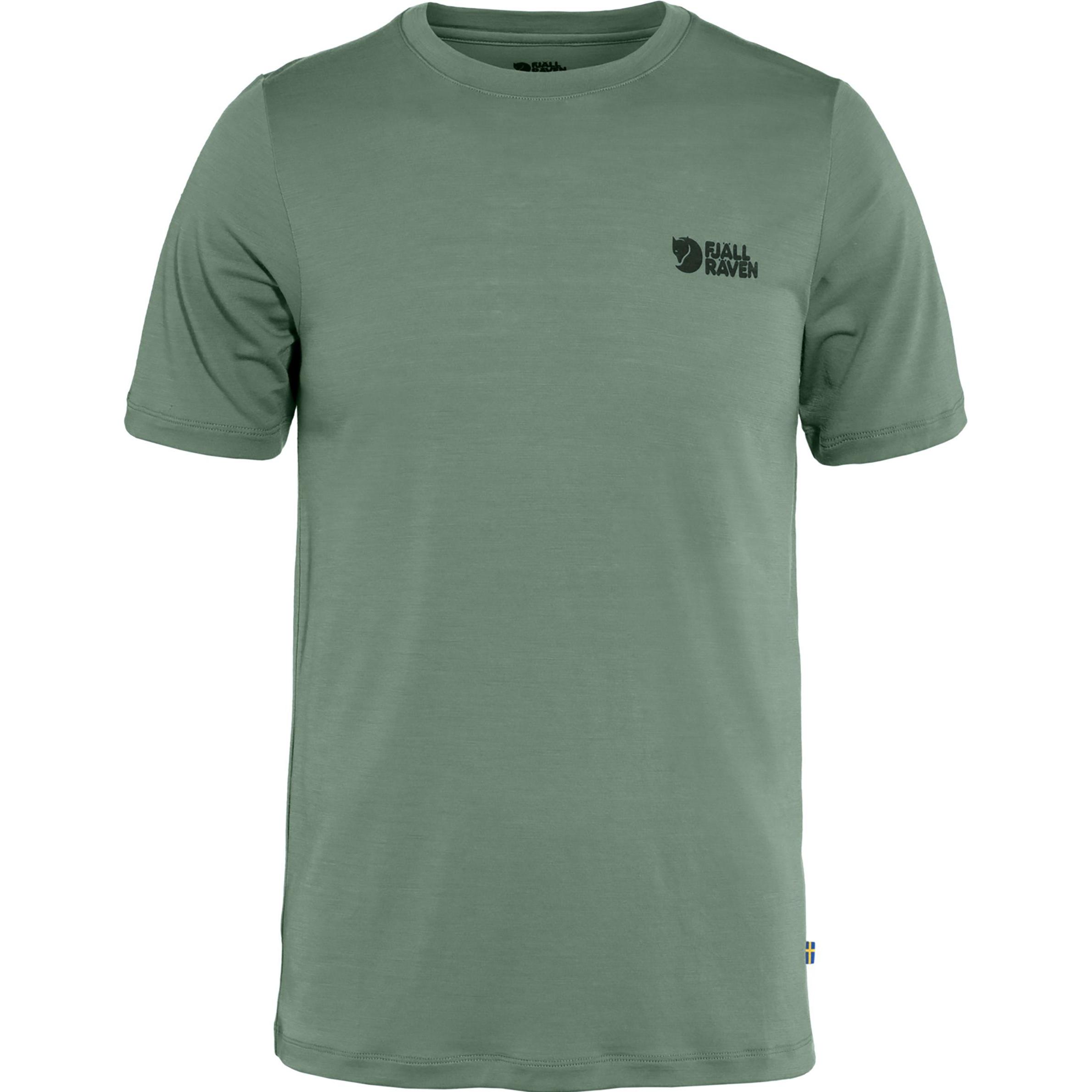 Fjällräven, Herren, Shirt, Abisko Wool Logo S/S, Grün, (L)