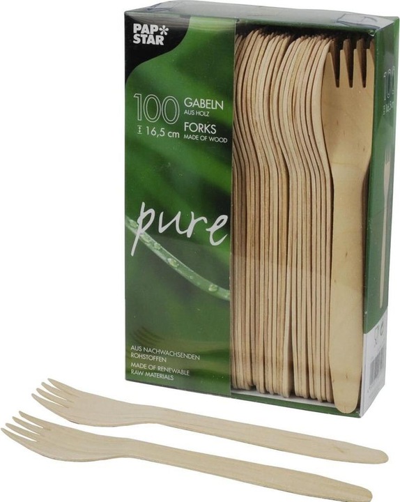 Actual product image Papstar Wood forks pure (100 x)