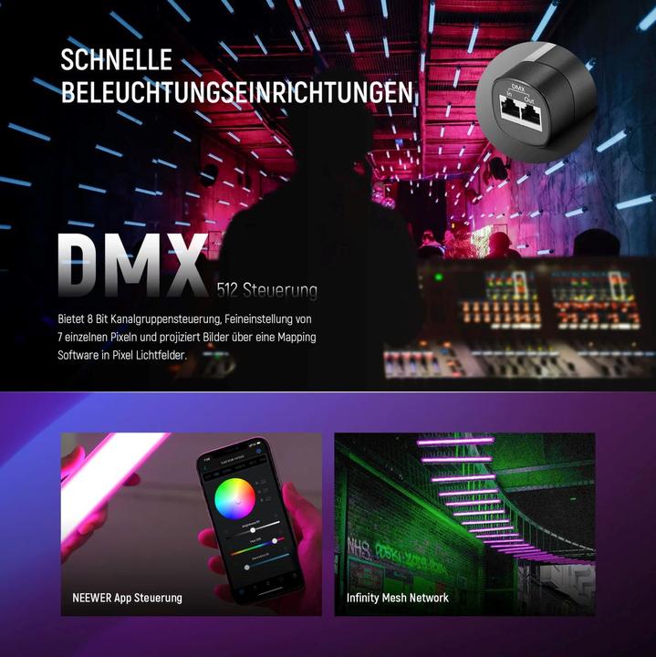 Produktbild Neewer Stablicht TL60RGB LED Foto-Videolicht RGB 20 Watt (Stableuchte)