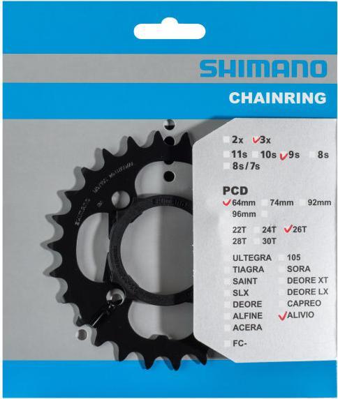 Actual product image Shimano Chainring ALIVIO FC-T4010 26 T with chain guard (26)