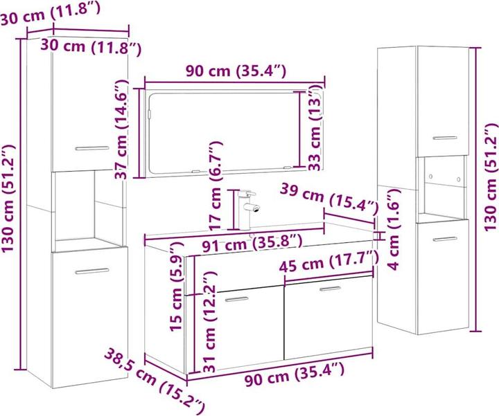 Produktbild vidaXL Badezimmermöbel-Set