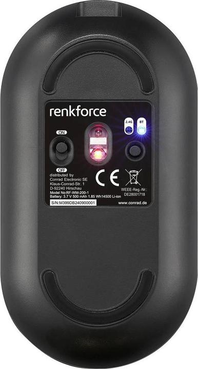 Produktbild Renkforce RF-WM-200-1 Maus Kabellos, Bluetooth® Optisch Schwarz 3 Tasten 4000 (Kabellos)