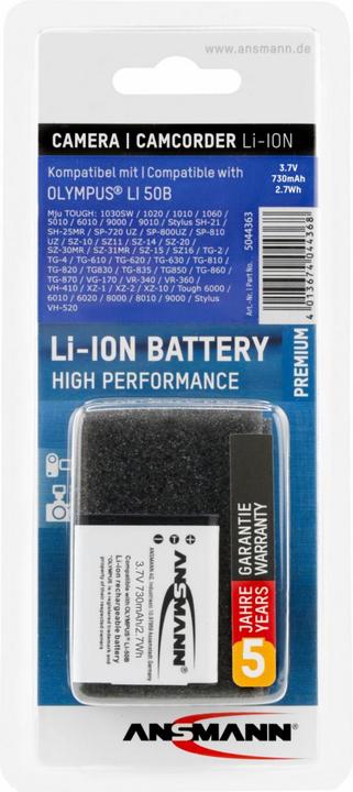 Produktbild Ansmann LI-50B, Ersatzakku für Olympus Kameras (Kamera Akku)