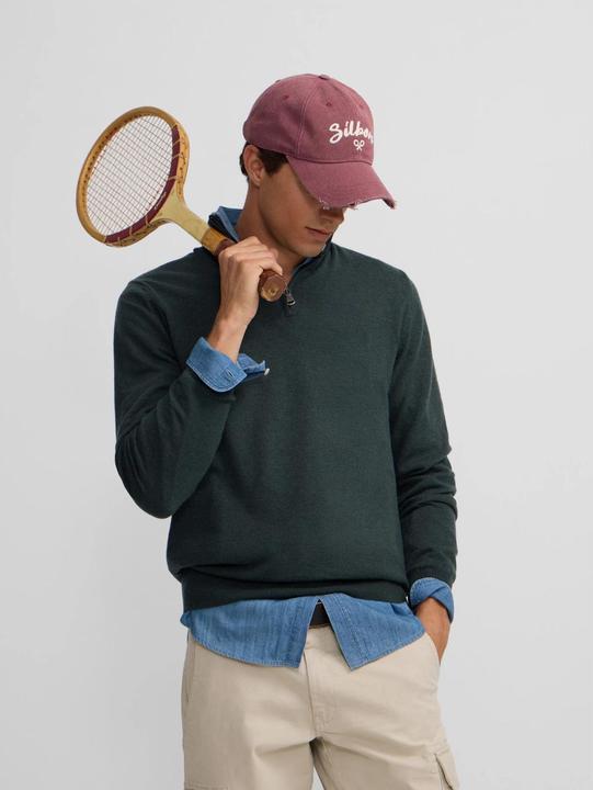 Image du produit Silbon Pull col montant 1/4 zip en laine mélangée (S)