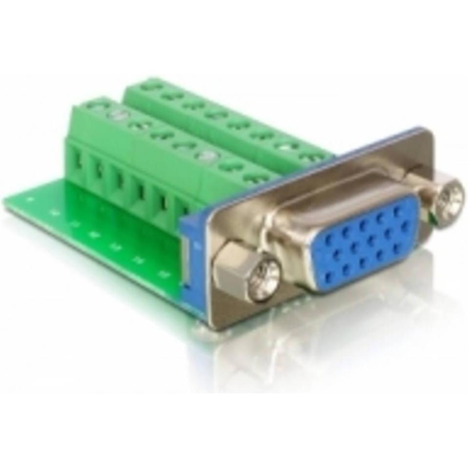 Delock Terminalblock 16pin zu (VGA, 4.27 cm), Data + Video Adapter, Grün, Silber, Blau, Schwarz