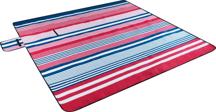 Image du produit Walser Couverture de voyage avec dos en aluminium rouge/bleu rayé 200 x 200 cm