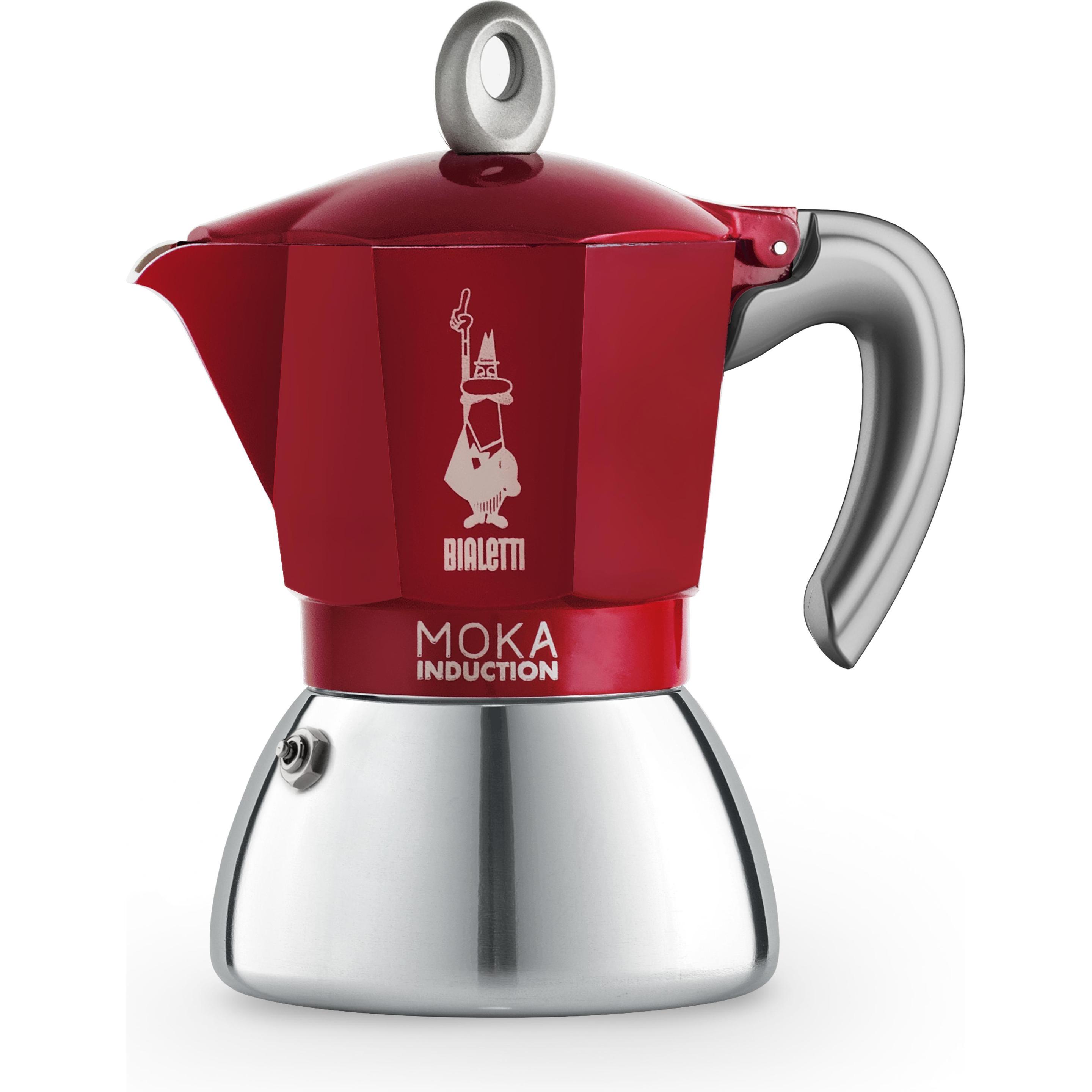 Bialetti Moka Induktion 6, Espressokocher, Rot, Silber