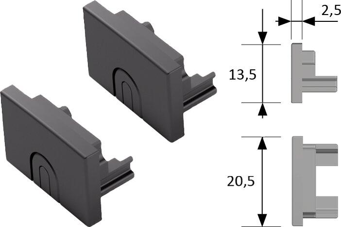 Image du produit Halemeier Embouts LED ChannelLine D2, noir