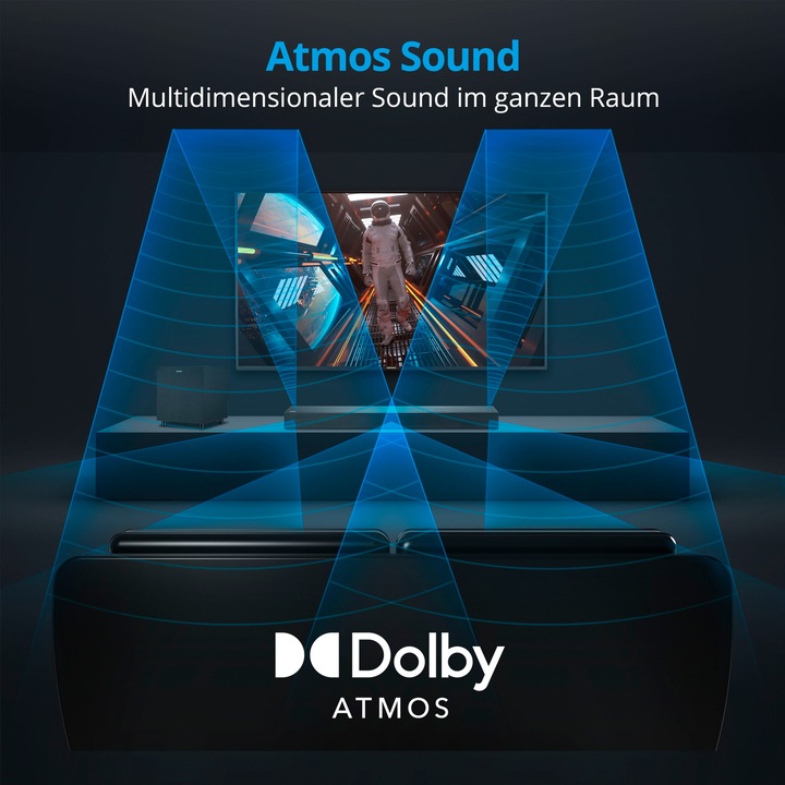 Produktbild Medion LIFE® S61022 Dolby Atmos® Soundbar, multidimensionaler Sound für die Heimkino-Atmosphäre, Bluetooth® (120 W, 2.1 Kanal)